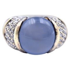 David Yurman Sterling Silver and 18 Karat Gold Chalcedony and Diamond Ring