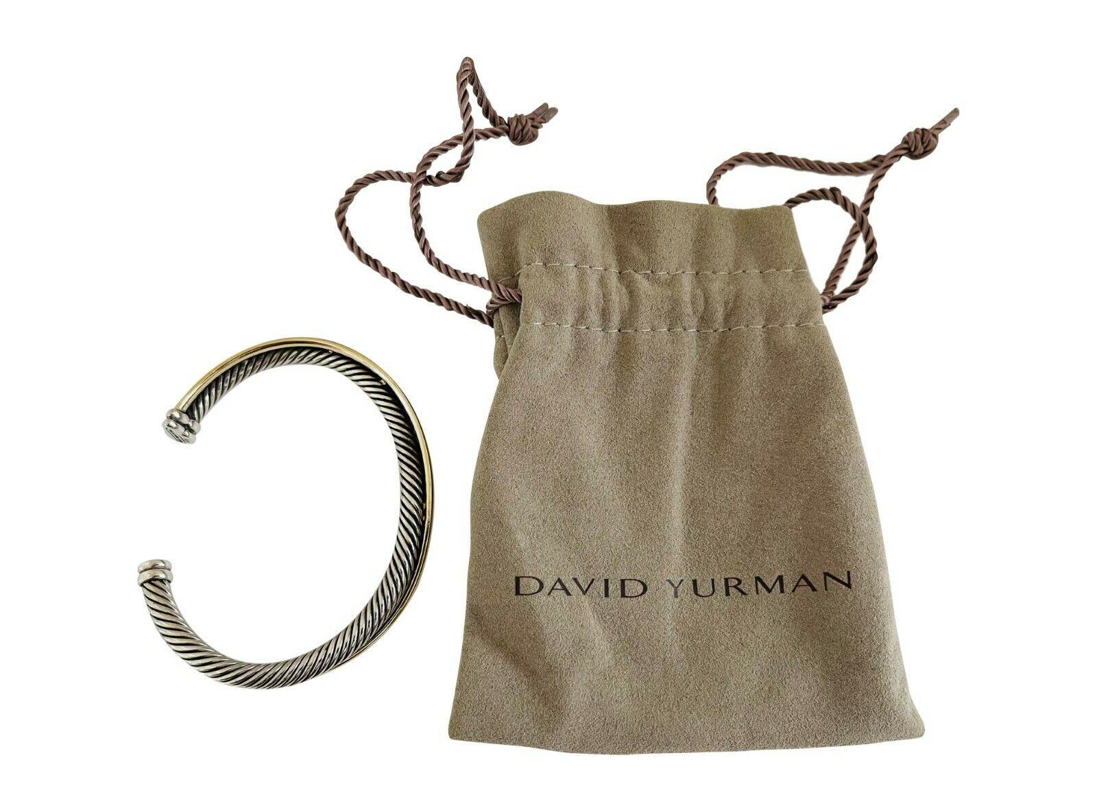 David Yurman Sterling Silver and 18 Karat Gold Twisted Cable Cuff Bangle In Good Condition In Guilford, CT