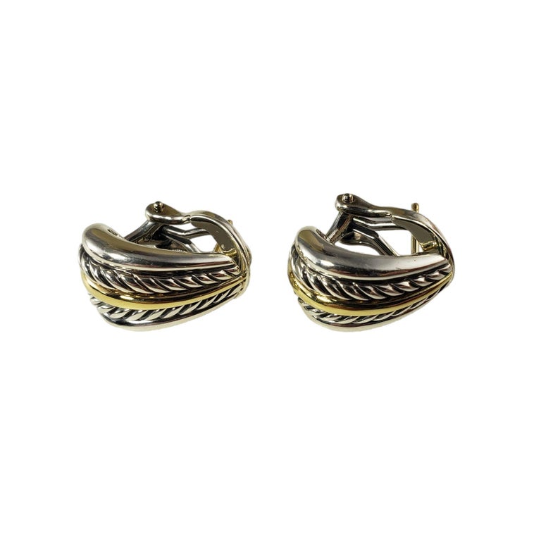 David Yurman Sterling Silver and 18 Karat Yellow Gold Cable Earrings ...