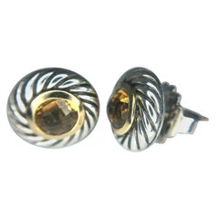 David Yurman Sterling Silver and 18 Karat Yellow Gold Citrine Earrings