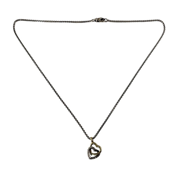 David Yurman Sterling Silver and 18 Karat Yellow Gold Double Heart