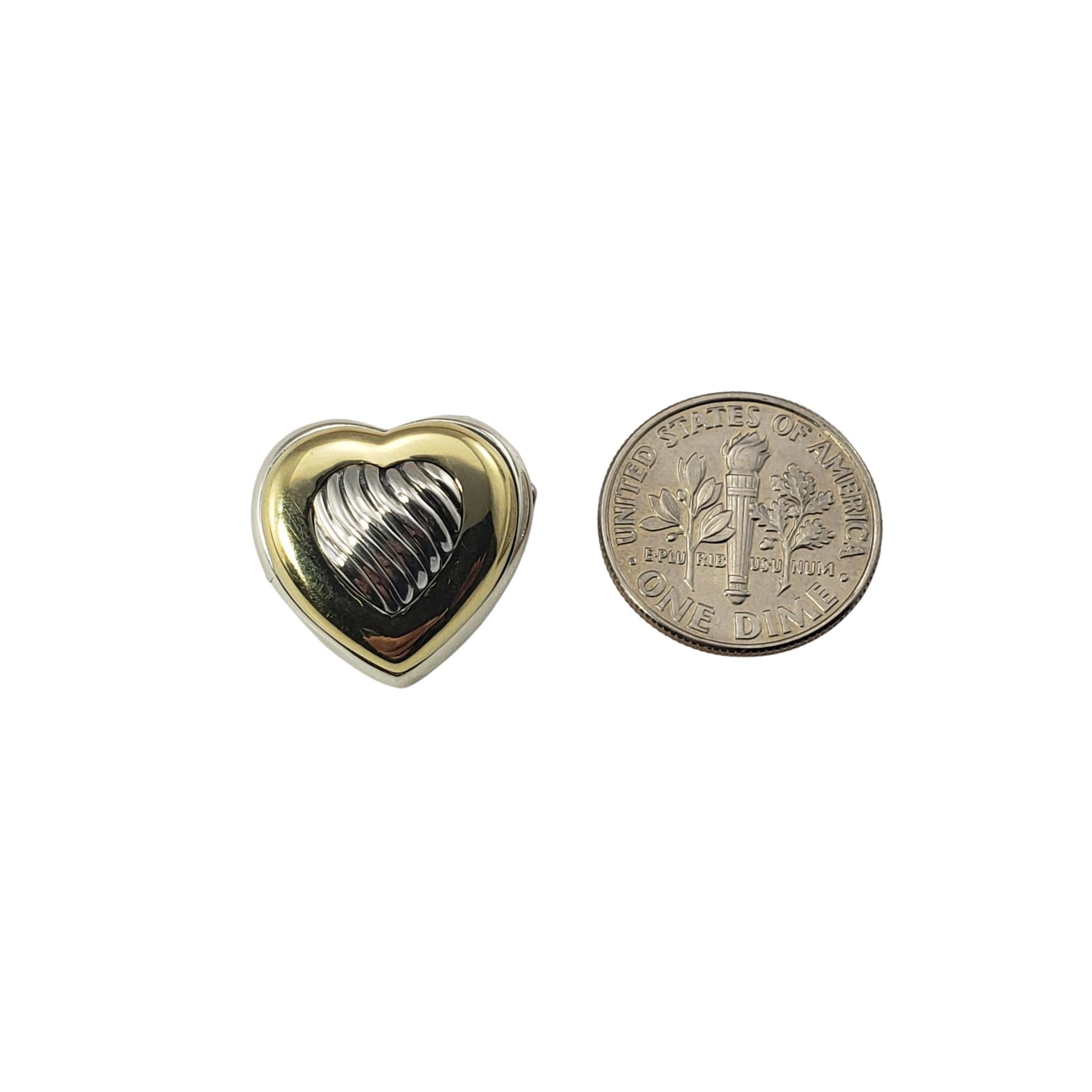 Women's David Yurman Sterling Silver and 18 Karat Yellow Gold Heart Pin/Brooch For Sale