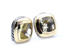 David Yurman Sterling Silver and 18 Karat Yellow Gold Lemon Quartz Albion Earrin