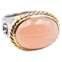 David Yurman Sterling Silver and 18 Karat Yellow Gold Moonstone Ring