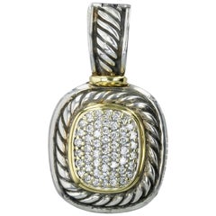 David Yurman Sterling Silver and 18 Karat Yellow Gold Pendant with Pave Diamonds