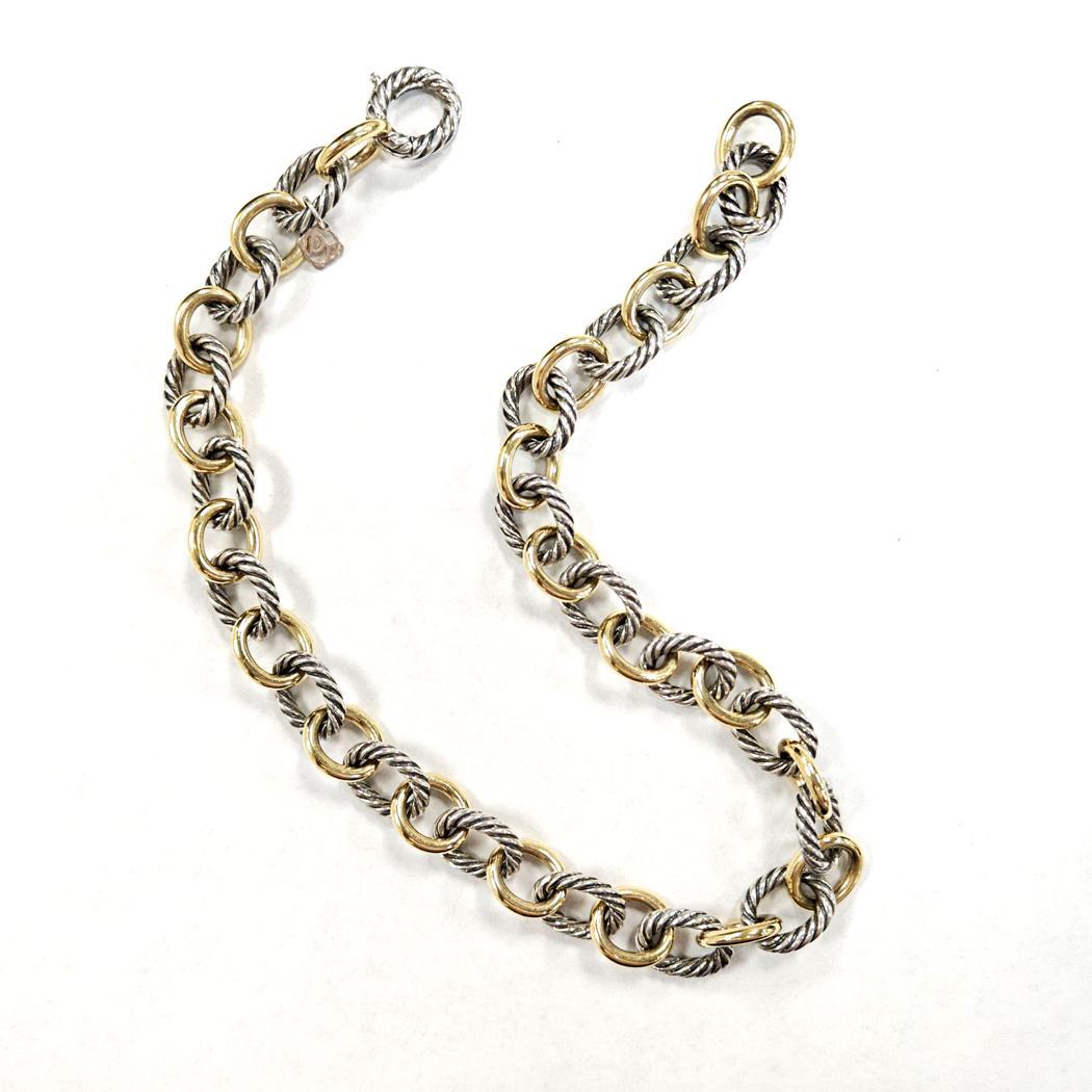 David Yurman - Collana ovale a maglie larghe in argento e oro 18k, 16