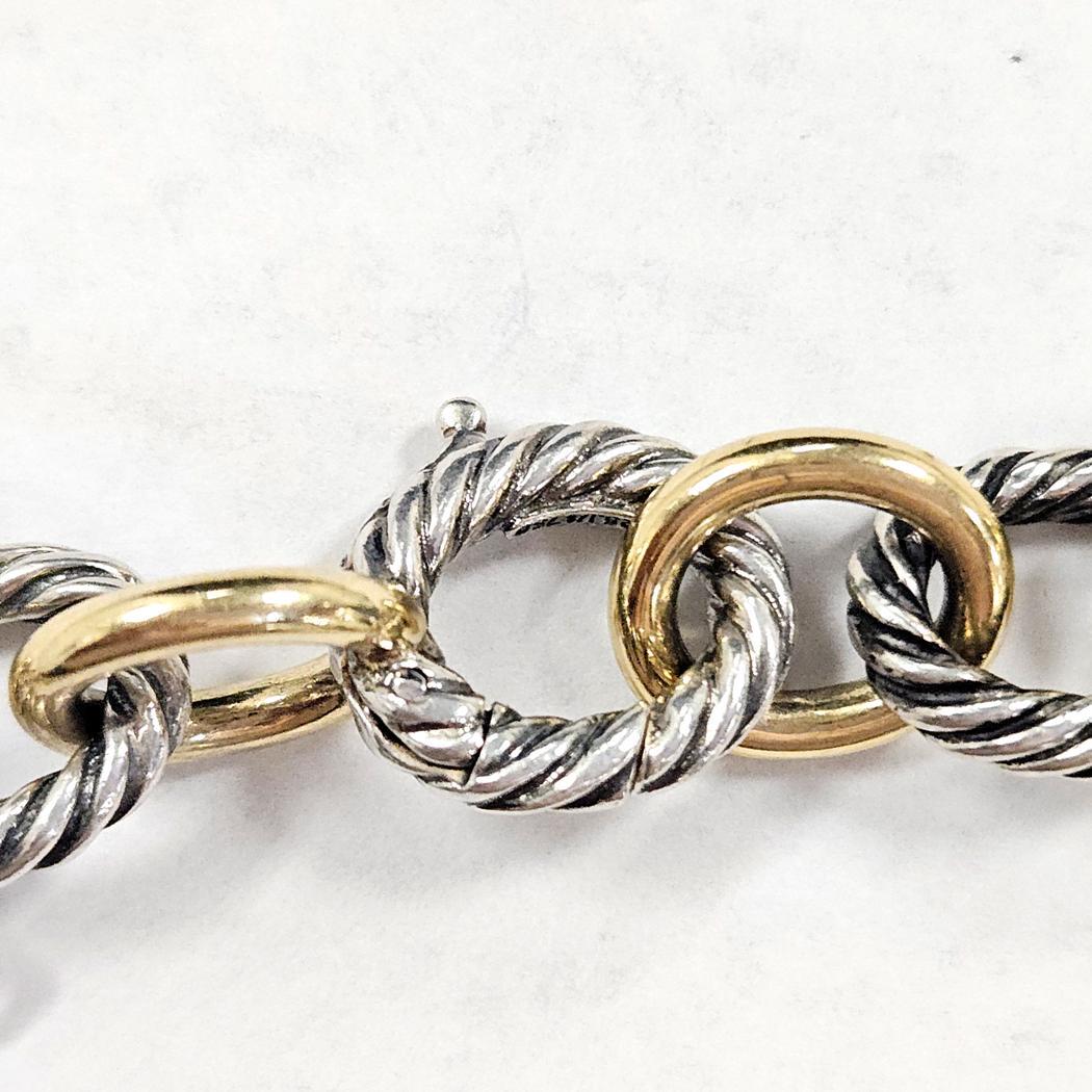 David Yurman - Collana ovale a maglie larghe in argento e oro 18k, 16