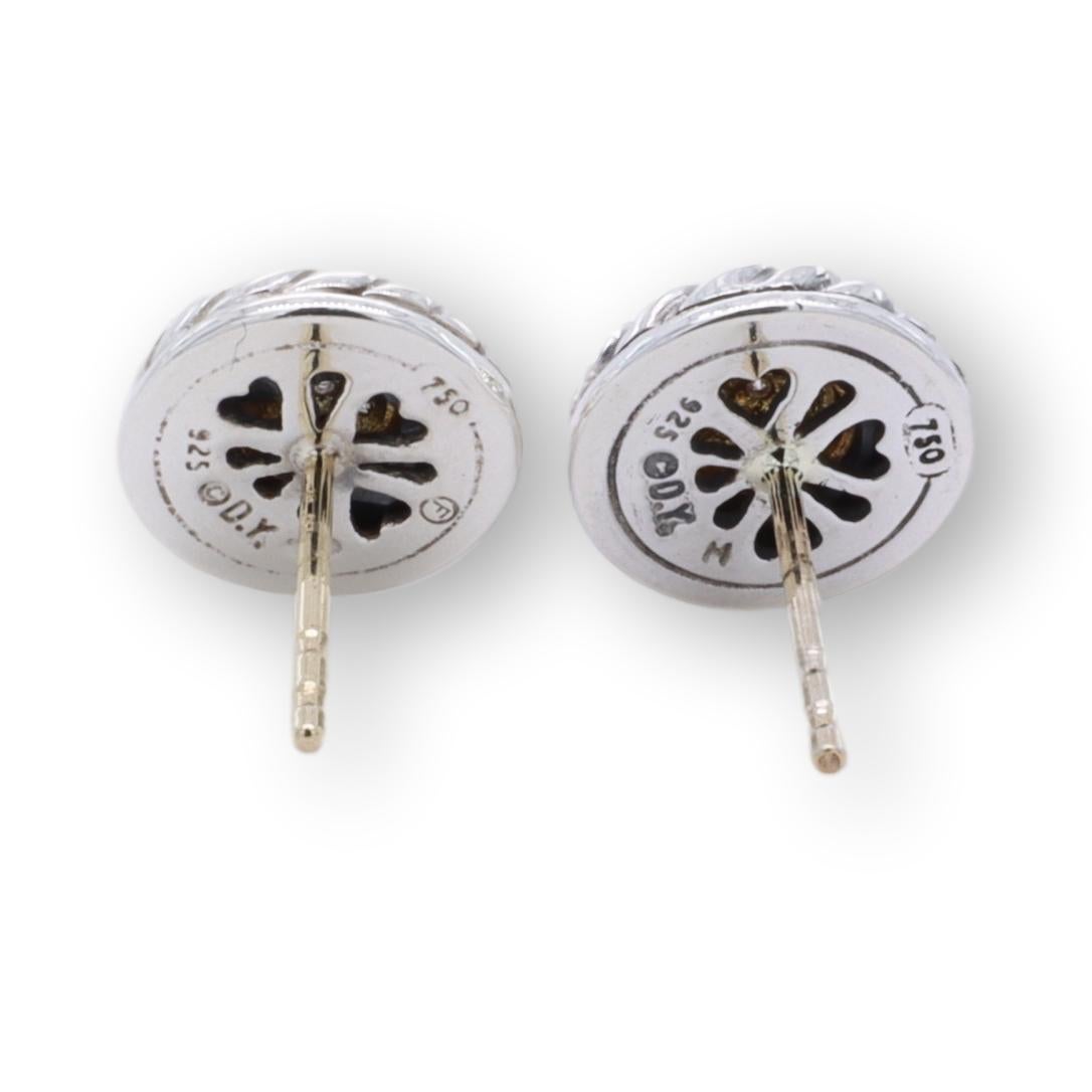 David Yurman Sterlingsilber und 18K Gold Pavé-Diamant Kabel-Ohrstecker (Zeitgenössisch)