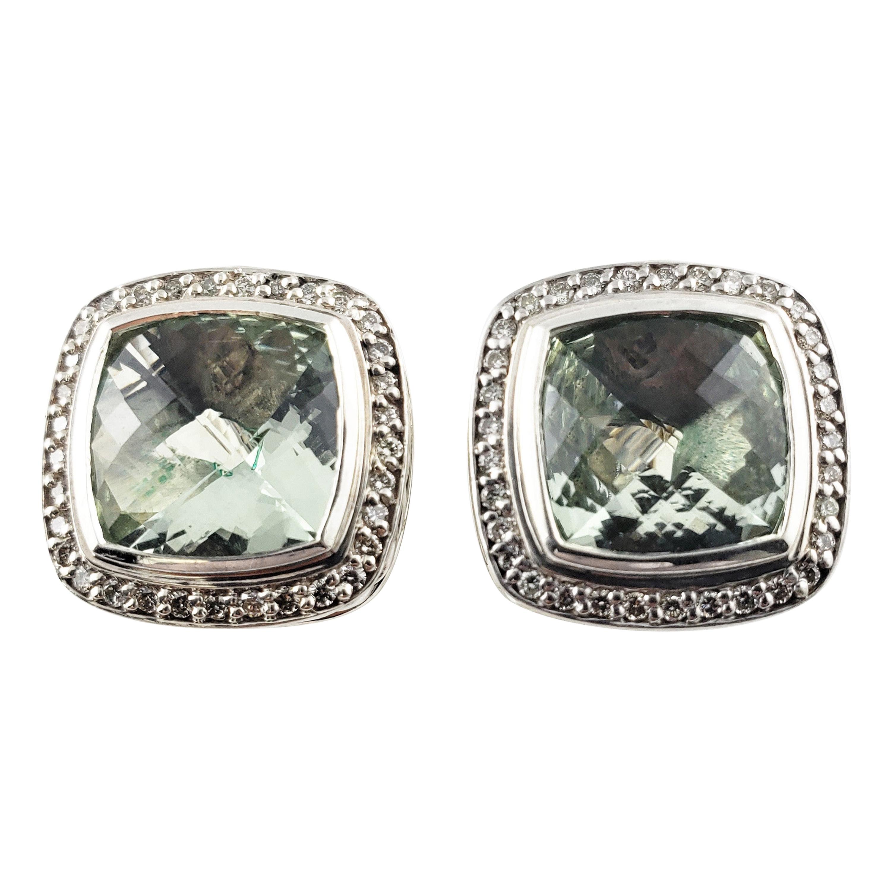 David Yurman Sterling Silver and 18K Gold Prasiolite and Diamond Earrings