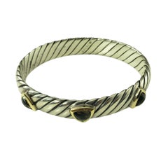 David Yurman Sterling Silver and 18K Smoky Quartz Bangle Bracelet #22959