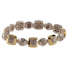 David Yurman Sterling Silver and 18k Yellow Gold Albion Station Diamond Bracelet