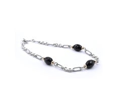 David Yurman Sterling Silver and 18 Karat Yellow Gold Black Onyx Figaro Necklace