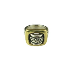 David Yurman Sterling Silver and 18K Yellow Gold Buckle Cable Ring Size 6 #22950