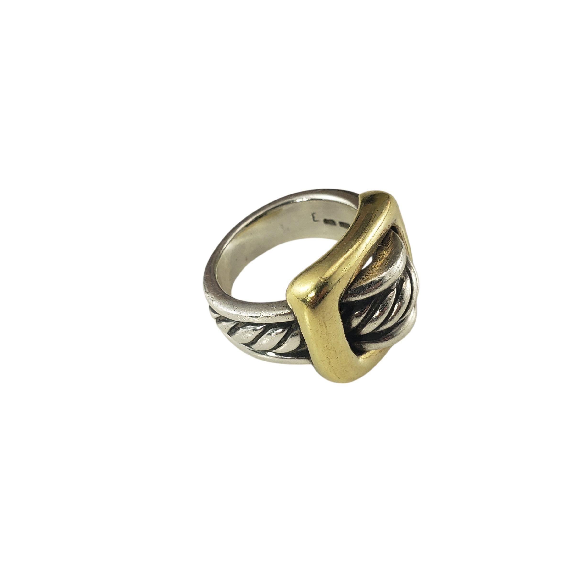 David Yurman Sterling Silver and 18K Yellow Gold Goldes Cable Ring Size 6 #22950 Bon état - En vente à Washington Depot, CT