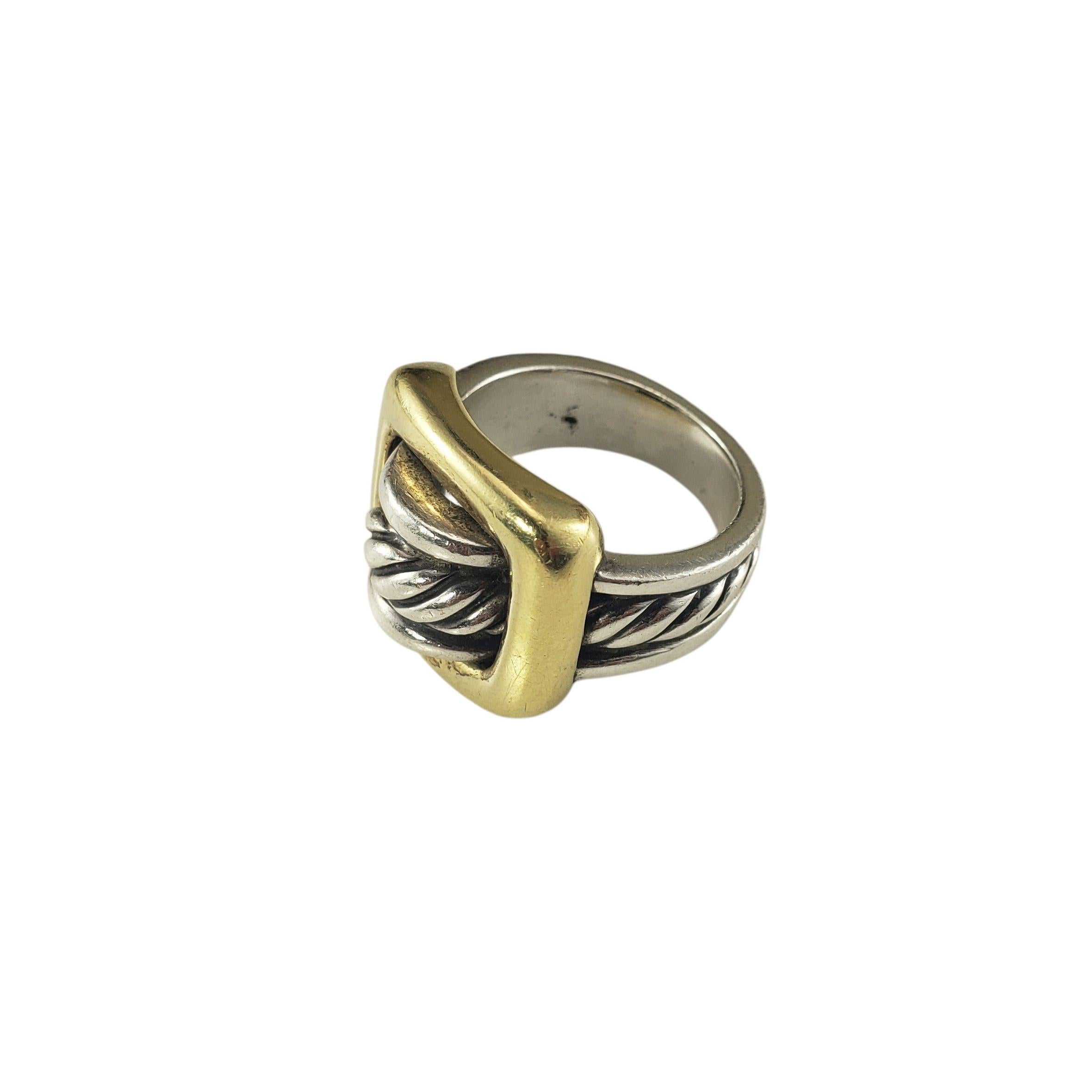 David Yurman Sterling Silver and 18K Yellow Gold Goldes Cable Ring Size 6 #22950 Pour femmes en vente