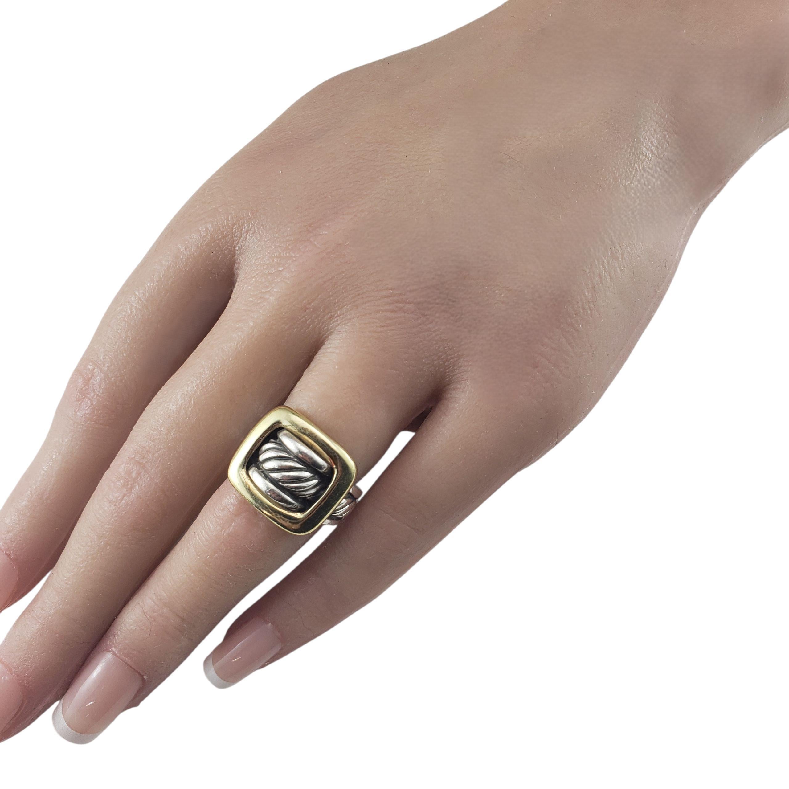 David Yurman Sterling Silver and 18K Yellow Gold Goldes Cable Ring Size 6 #22950 en vente 3