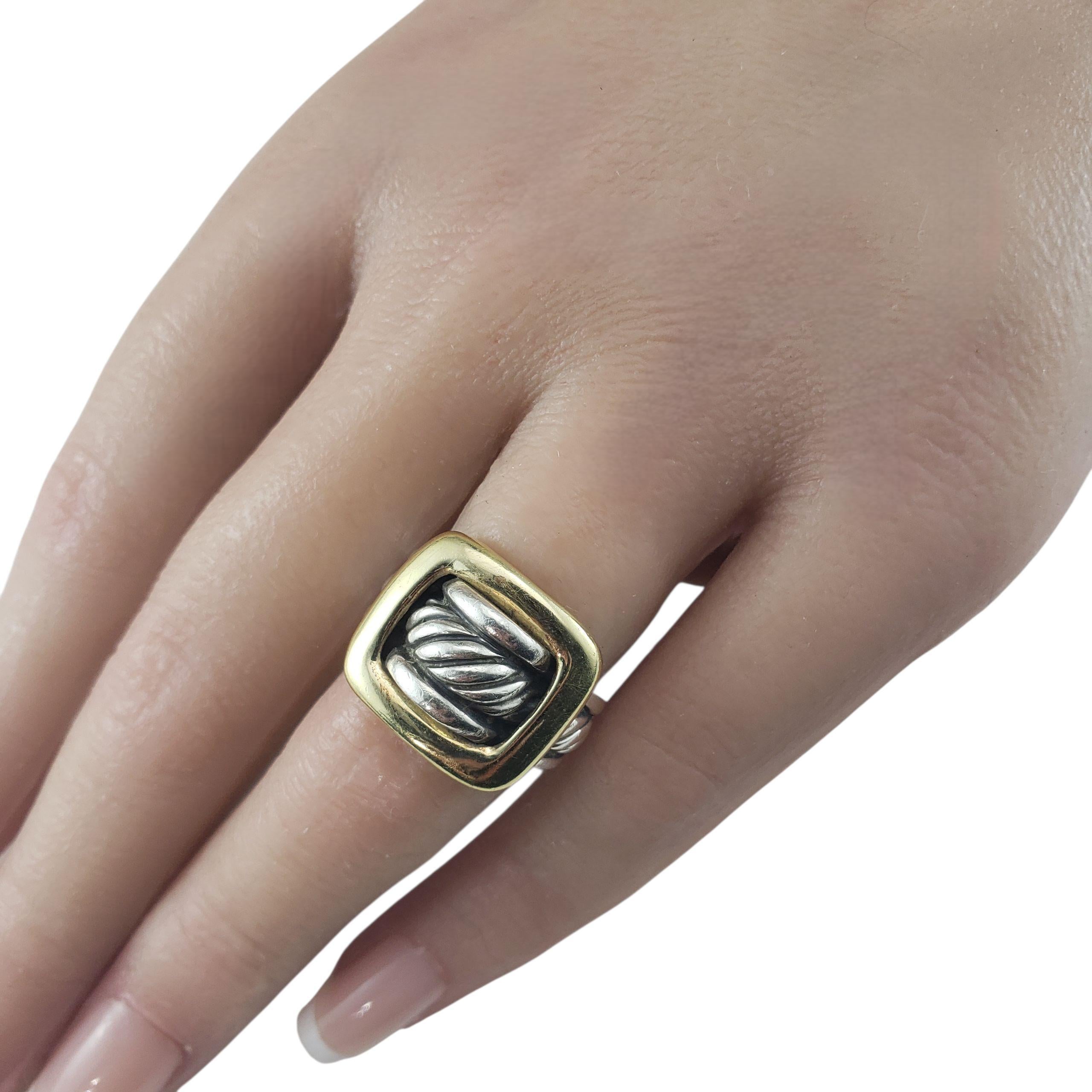 David Yurman Sterling Silver and 18K Yellow Gold Goldes Cable Ring Size 6 #22950 en vente 4