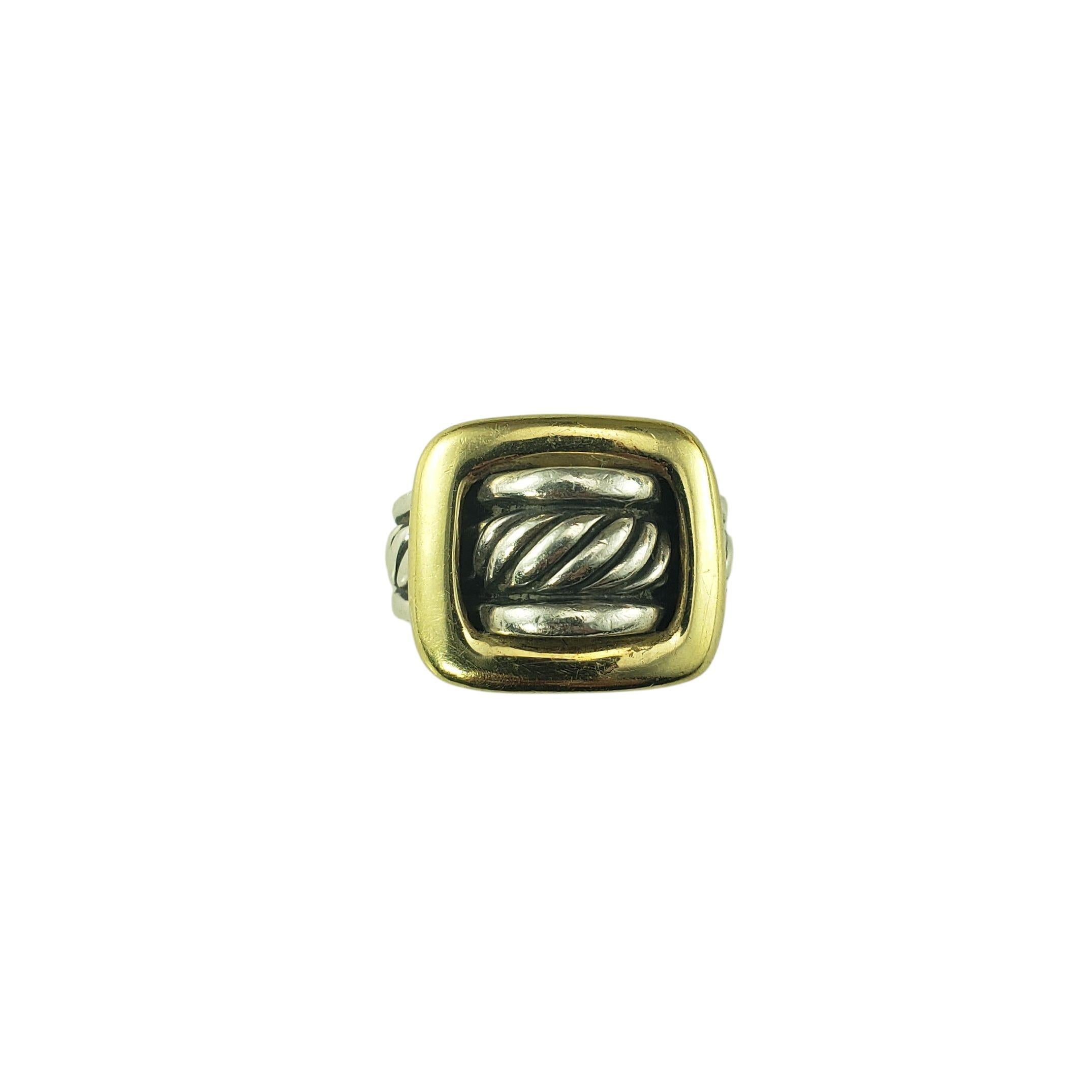 David Yurman Sterling Silver and 18K Yellow Gold Goldes Cable Ring Size 6 #22950 en vente