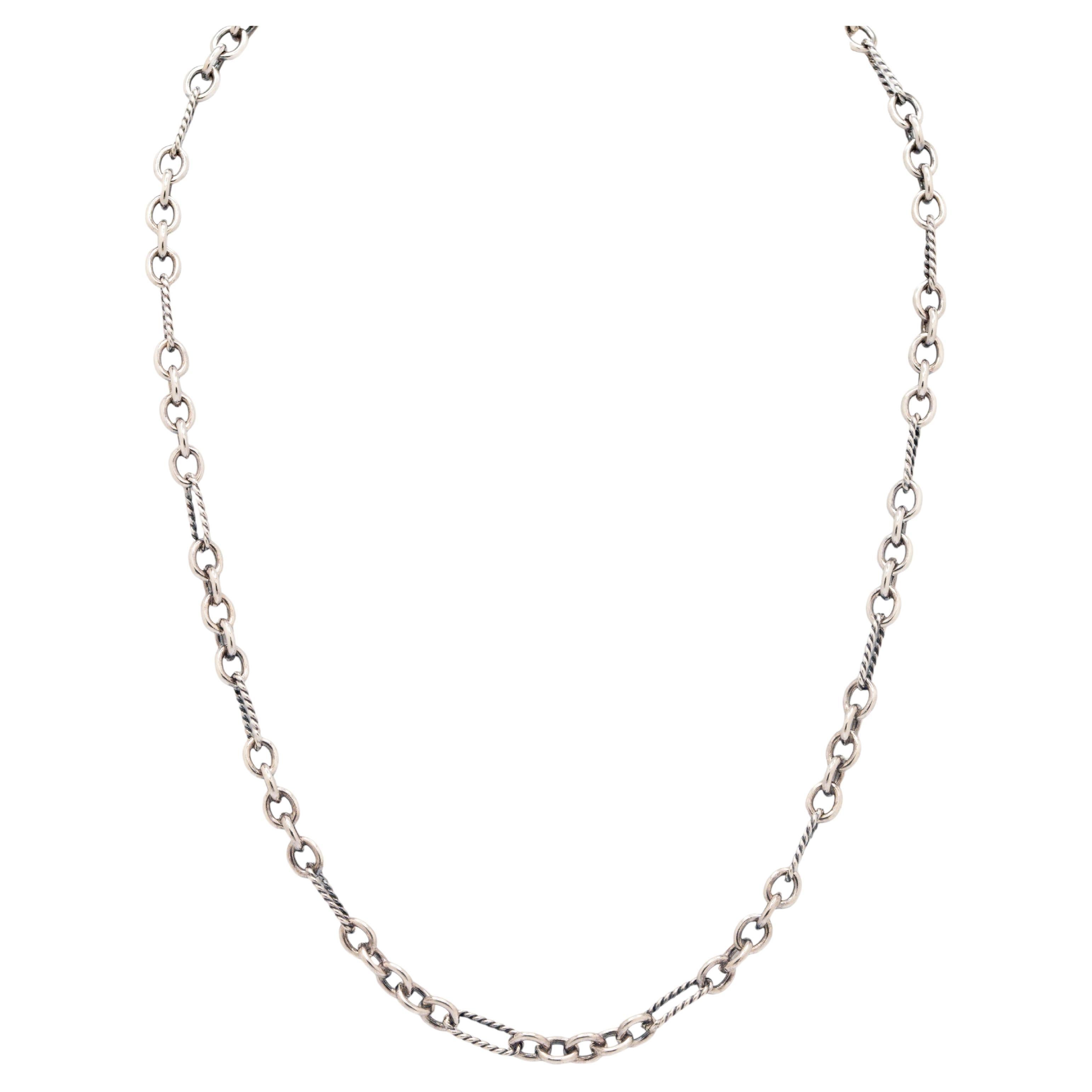 David Yurman Sterling Silver and 18k Yellow Gold Necklace