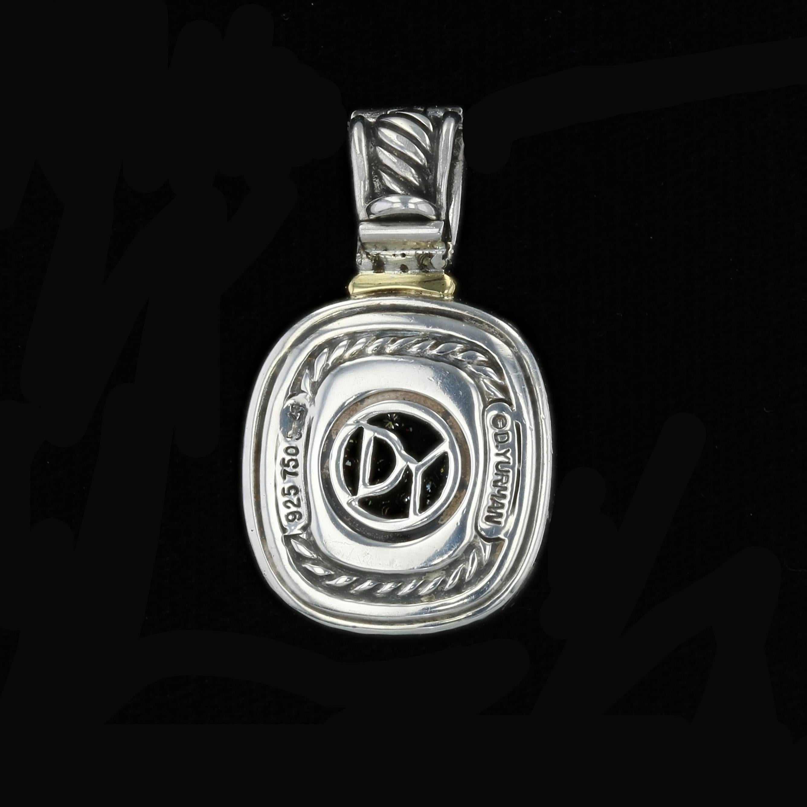 David Yurman Sterling Silber und 18 Karat Gelbgold Anhänger mit Pave Diamanten im Zustand „Gut“ in NEW ORLEANS, LA
