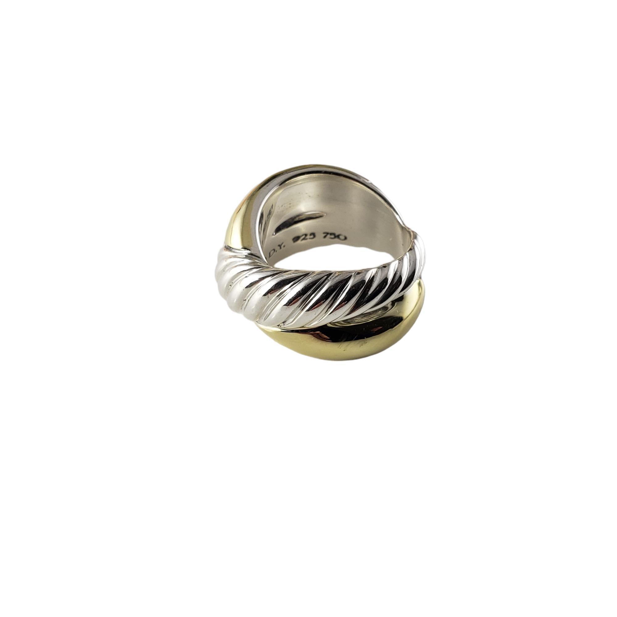 David Yurman Sterling Silver and 18K Yellow Gold Ring Size 6 #15399 en vente 1