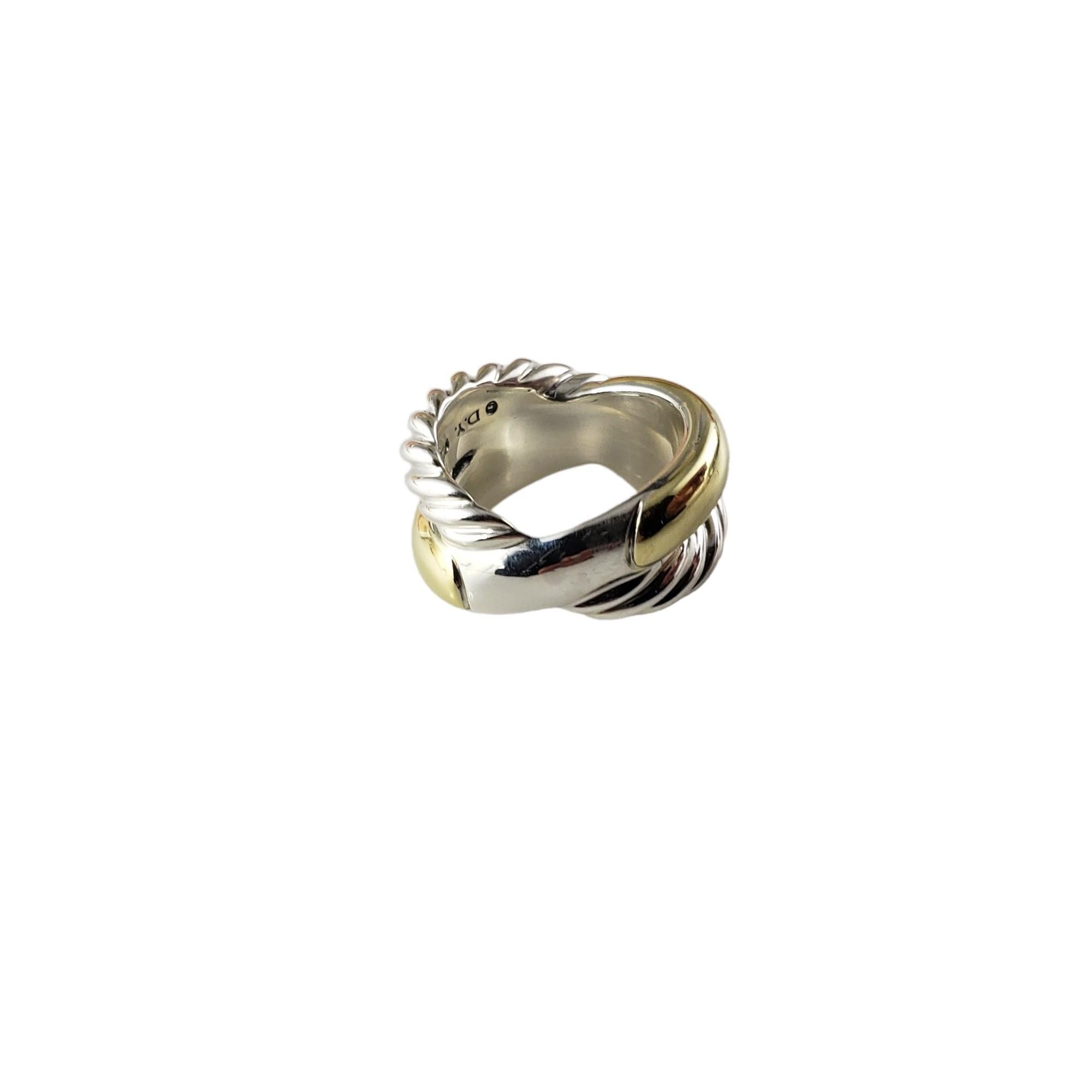 David Yurman Sterling Silver and 18K Yellow Gold Ring Size 6 #15399 In Good Condition For Sale In Washington Depot, CT