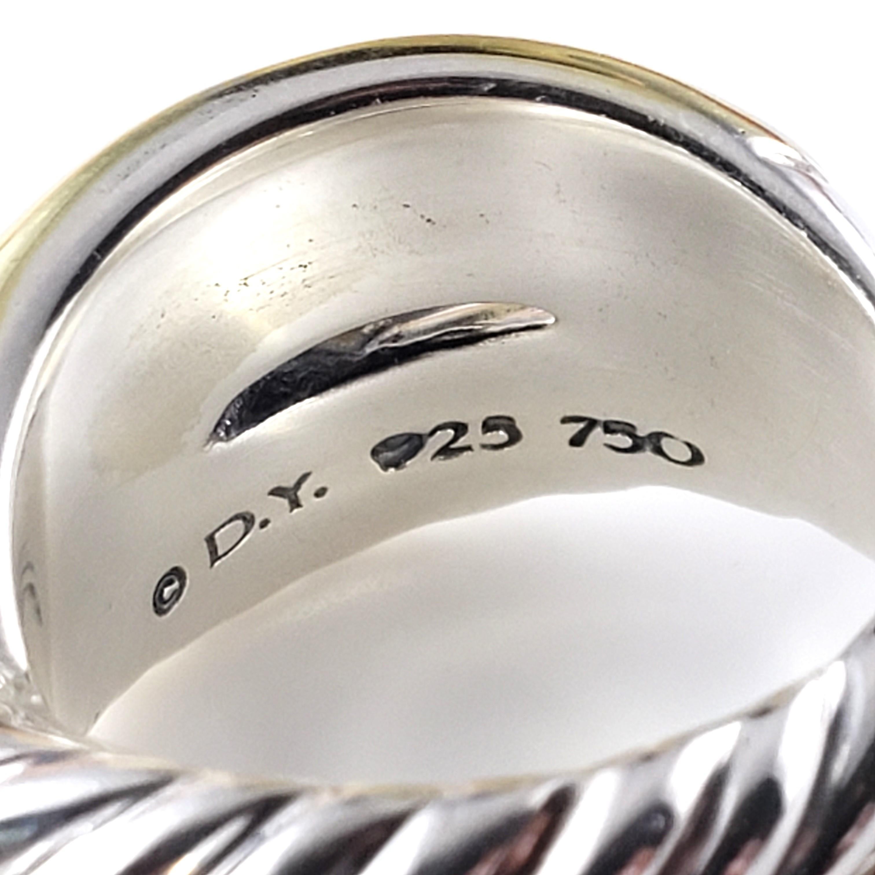 David Yurman Sterling Silver and 18K Yellow Gold Ring Size 6 #15399 en vente 4
