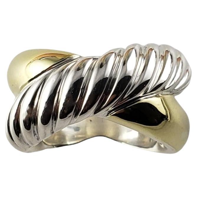 David Yurman Sterling Silver and 18K Yellow Gold Ring Size 6 #15399 For Sale