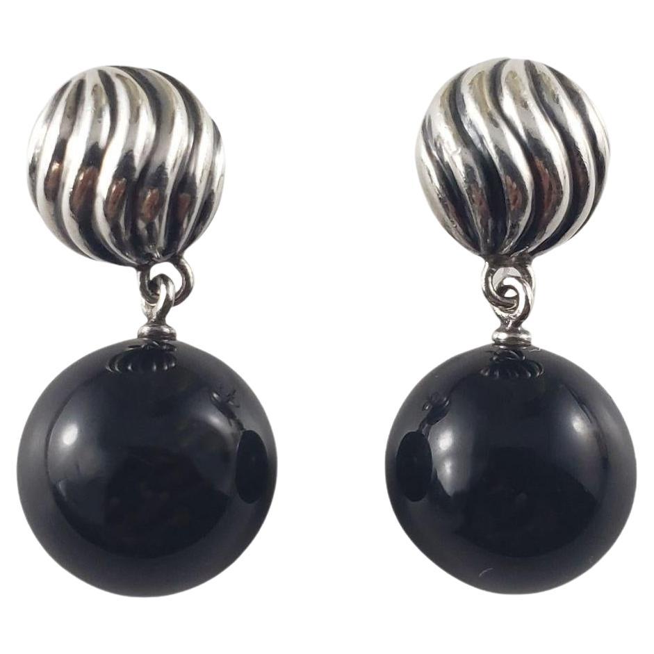 David Yurman Sterling Silver and Black Onyx Drop Earrings #15001