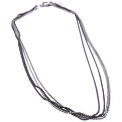 David Yurman Sterling Silver and Black Rhodium Multi-Chain Necklace