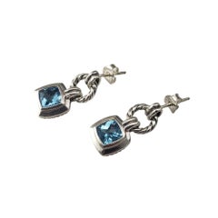David Yurman Sterling Silver and Blue Topaz Renaissance Drop Earrings #21035
