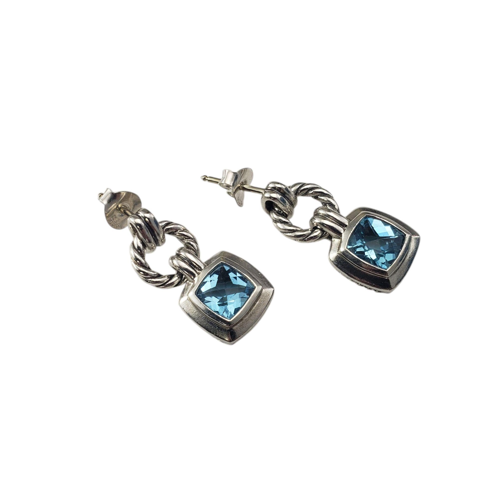 Cushion Cut David Yurman Sterling Silver and Blue Topaz Renaissance Drop Earrings #21035