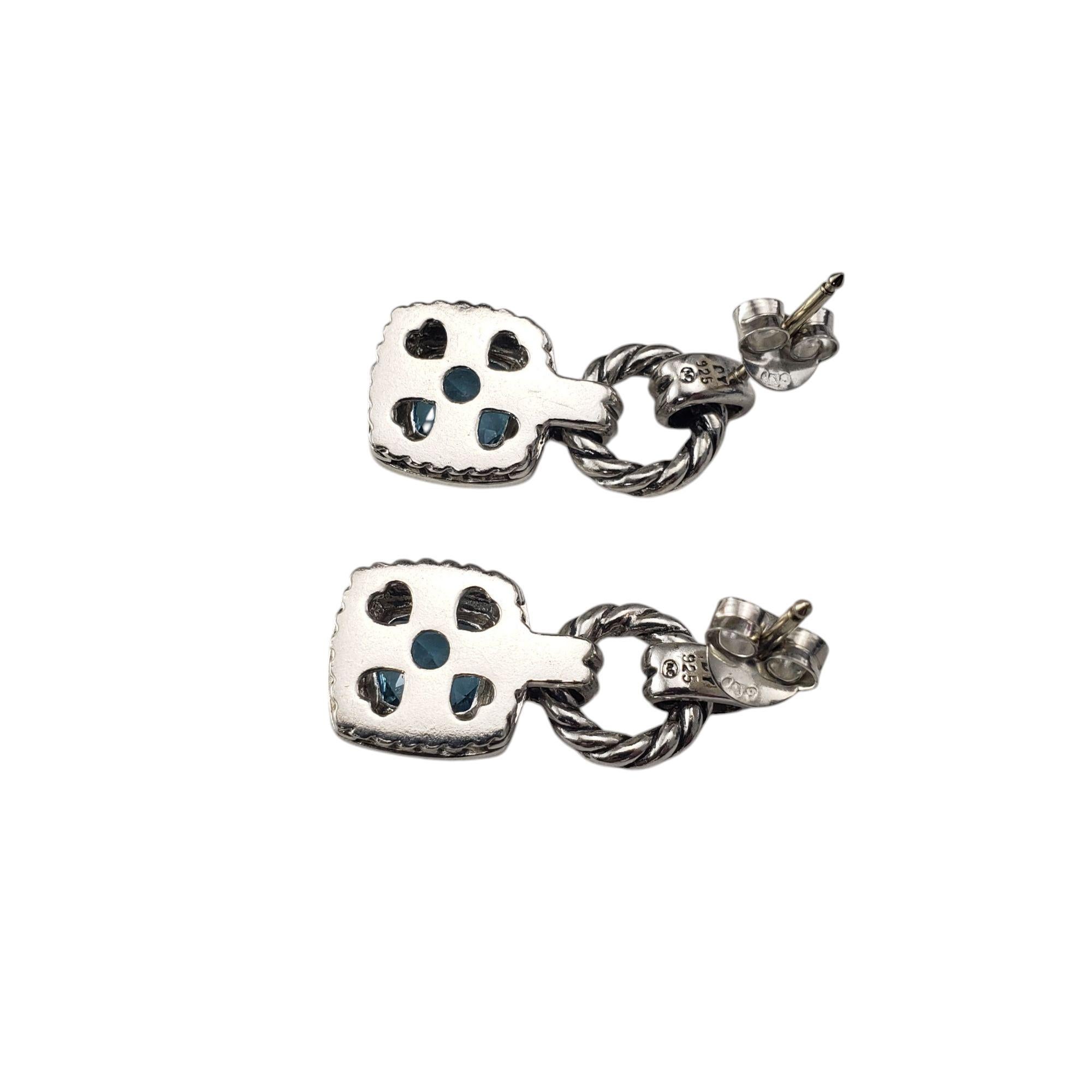 David Yurman Sterling Silver and Blue Topaz Renaissance Drop Earrings #21035 In Good Condition In Washington Depot, CT
