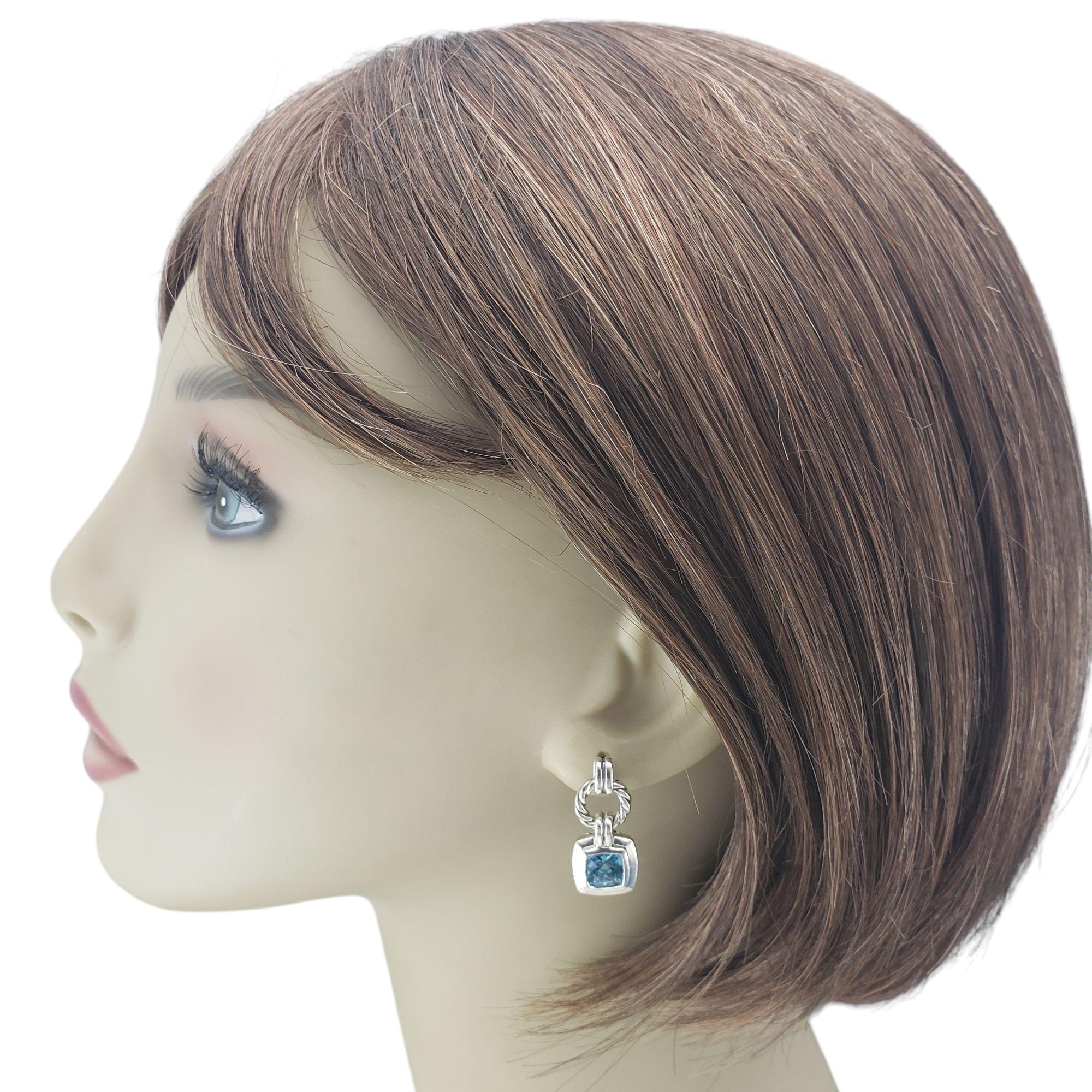 David Yurman Sterling Silver and Blue Topaz Renaissance Drop Earrings #21035 1