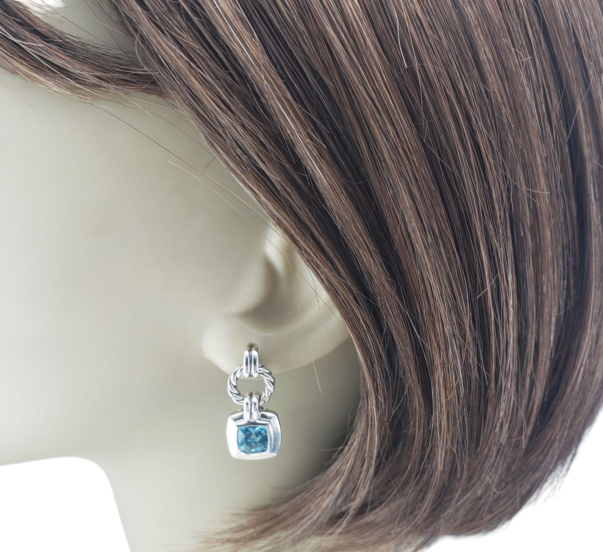 David Yurman Sterling Silver and Blue Topaz Renaissance Drop Earrings #21035 2