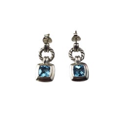 David Yurman Sterling Silver and Blue Topaz Renaissance Drop Earrings #21035