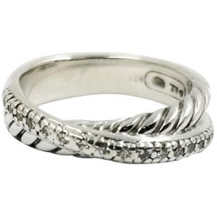 David Yurman Sterling Silver and Diamond Crossover Ring Band