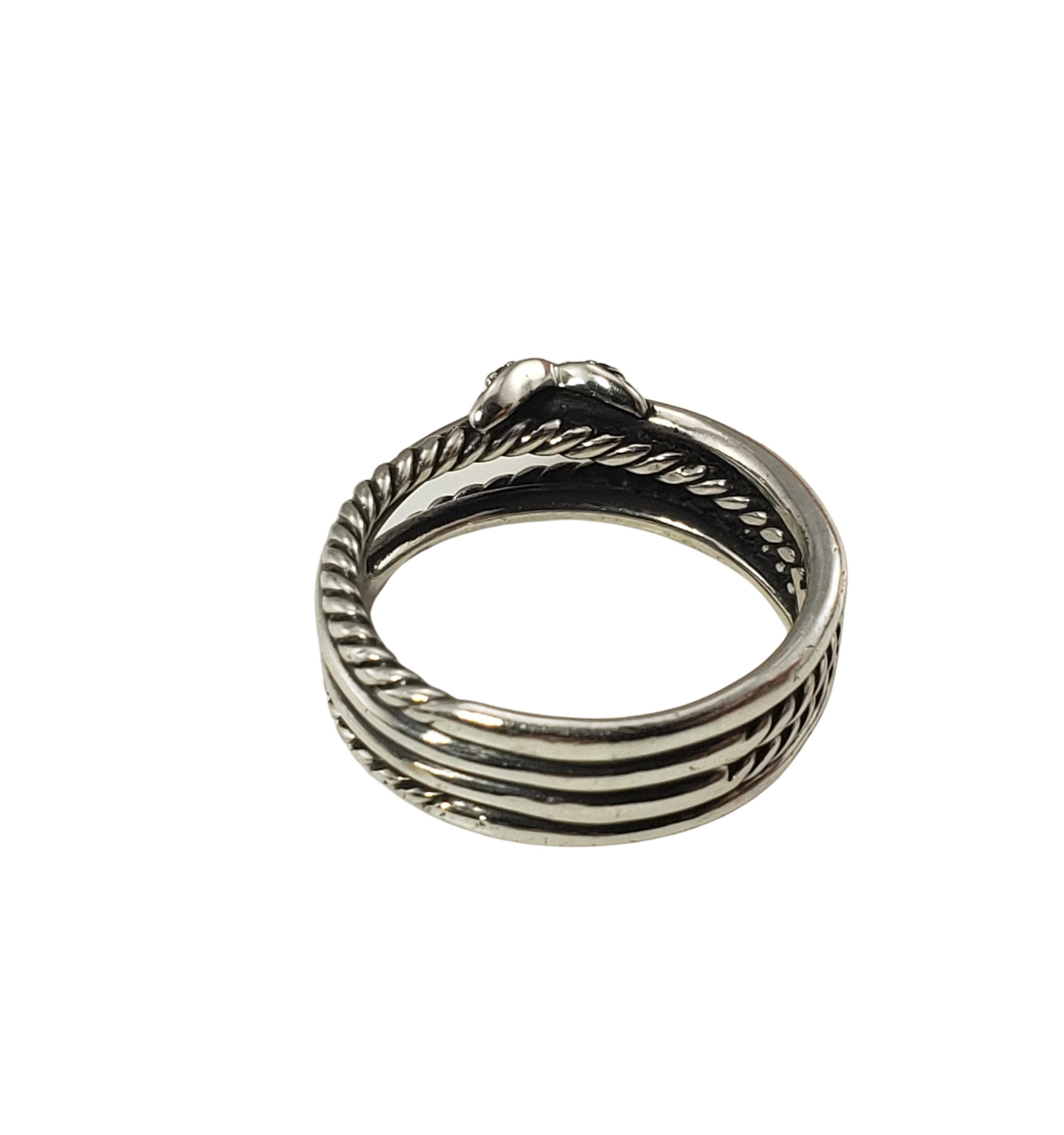 Brilliant Cut David Yurman Sterling Silver and Diamond Crossover Ring