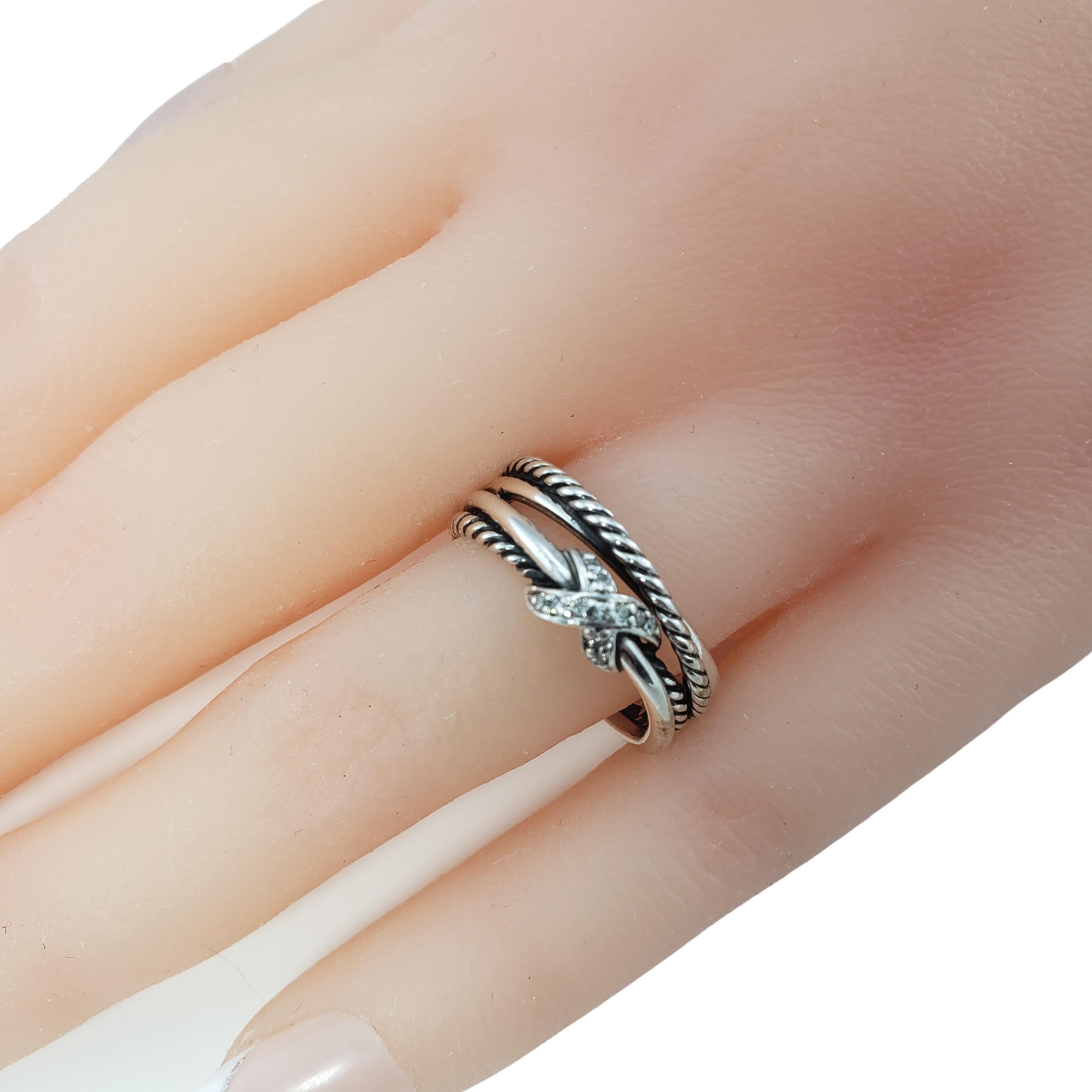 David Yurman Sterling Silver and Diamond Crossover Ring 1