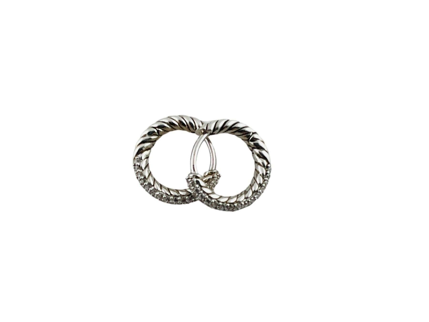Round Cut David Yurman Sterling Silver and Diamond Petite Pave Hoop Earrings #16645