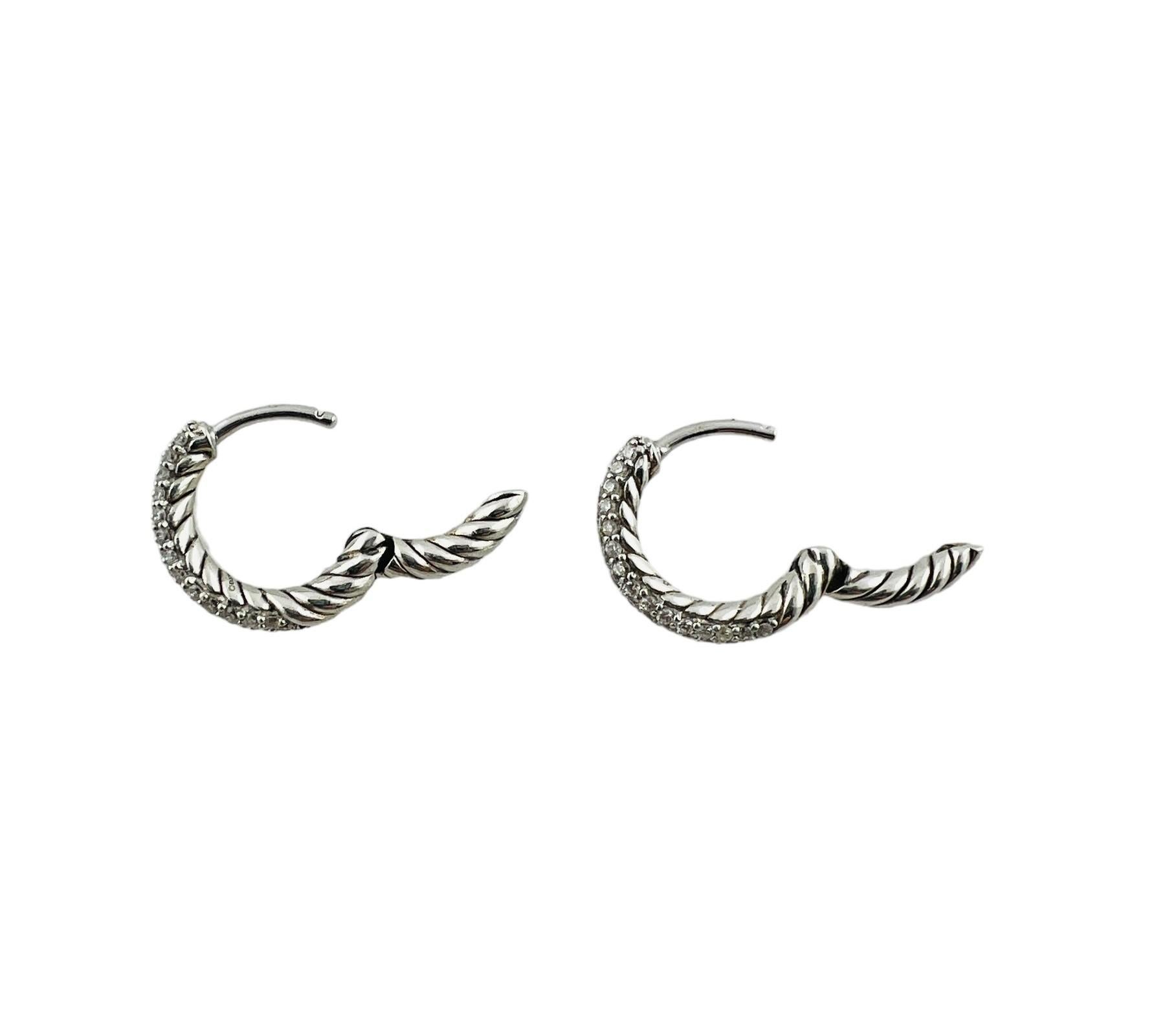 David Yurman Sterling Silver and Diamond Petite Pave Hoop Earrings #16645 1