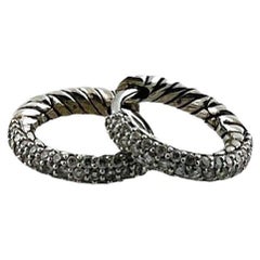 David Yurman Sterling Silver and Diamond Petite Pave Hoop Earrings #16645