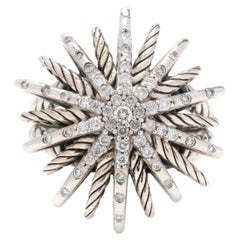 David Yurman Sterling Silver and Diamond Starburst Ring