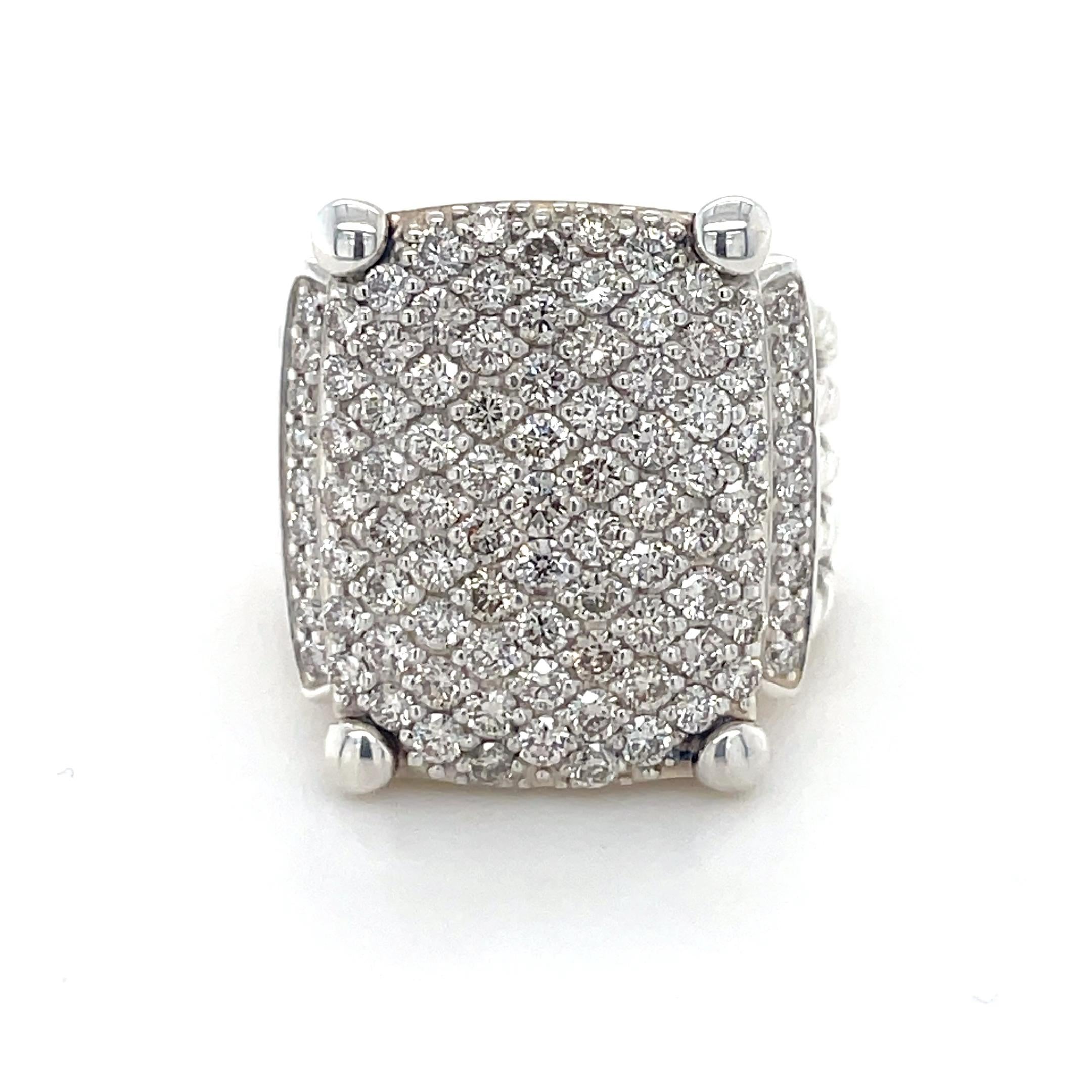 Contemporary David Yurman, Sterling Silver and Diamond Wheaton Ring