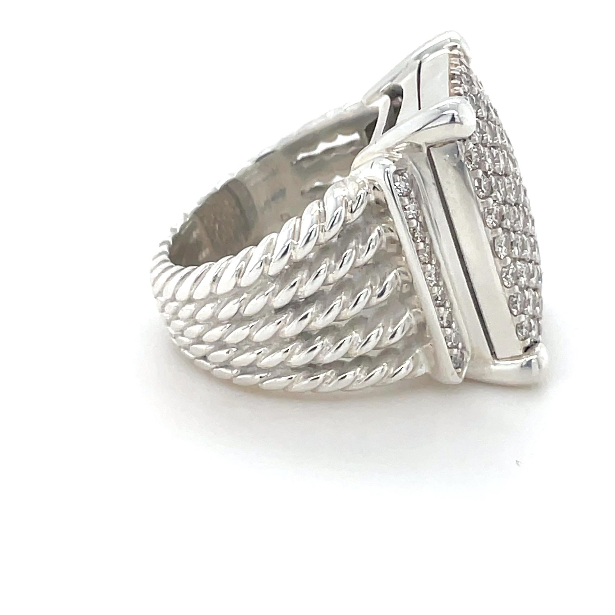 David Yurman, Sterling Silver and Diamond Wheaton Ring In Excellent Condition In Chicago, IL