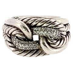 David Yurman Sterling Silver and Diamonds Belmont Link Ring