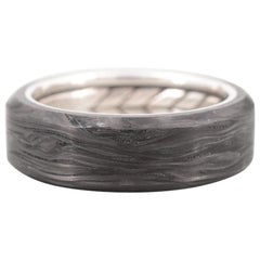 David Yurman Sterling Silver and Forged Carbon Band with Beveled Edge