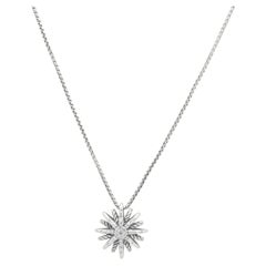 David Yurman Sterling Silver and Round Diamond Starburst Pendant Necklace 18.0"