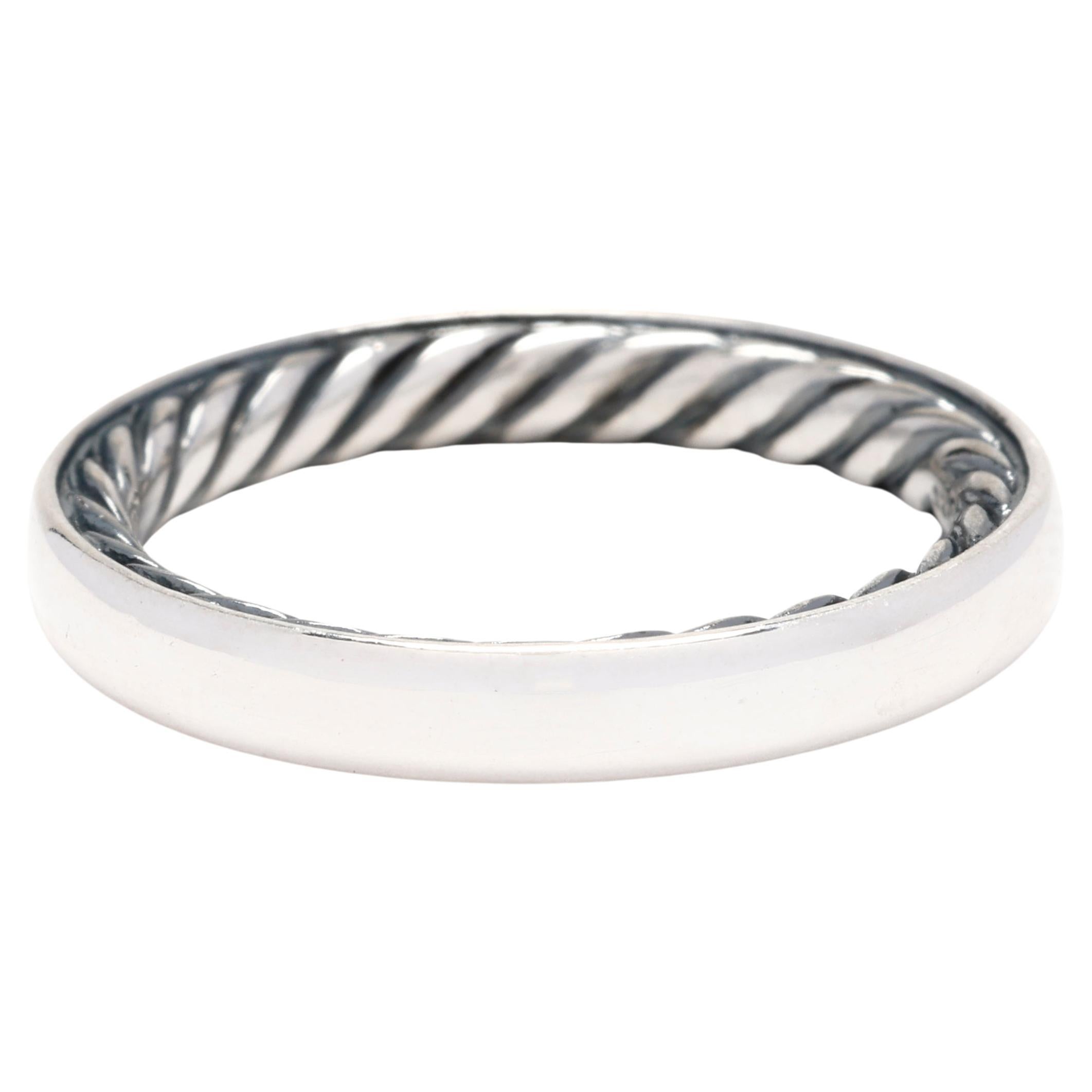 David Yurman Sterling Silver Band Ring, Ring Size 5.75, Inner Twisted Design