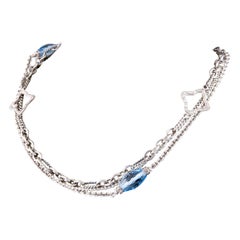 David Yurman Sterlingsilber Bijoux Blauer Topas Quatrefoil Kette Halskette